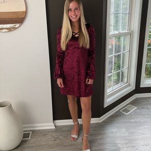 Maroon velvet dress